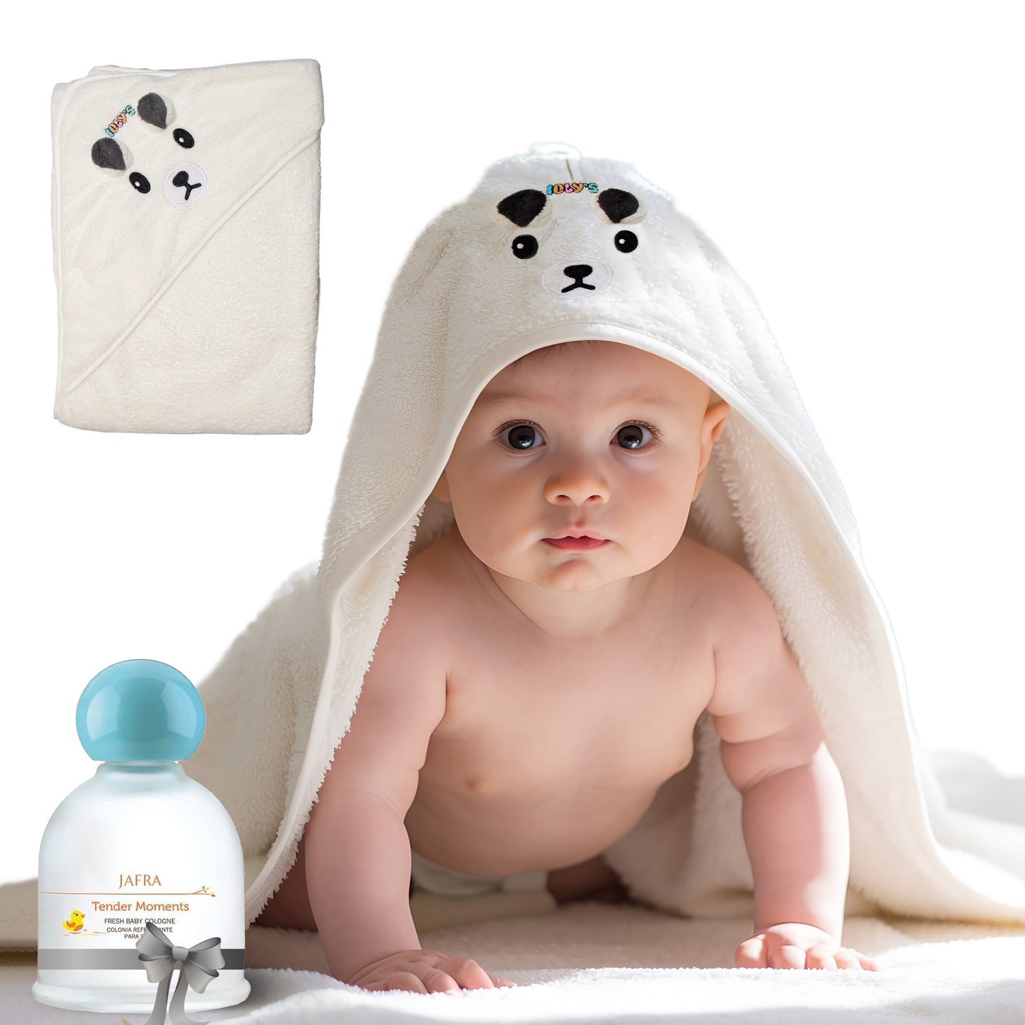 Ioly's Set Hooded Baby Towel with Jafra baby perfume Colonia para bebe Alcohol FREE