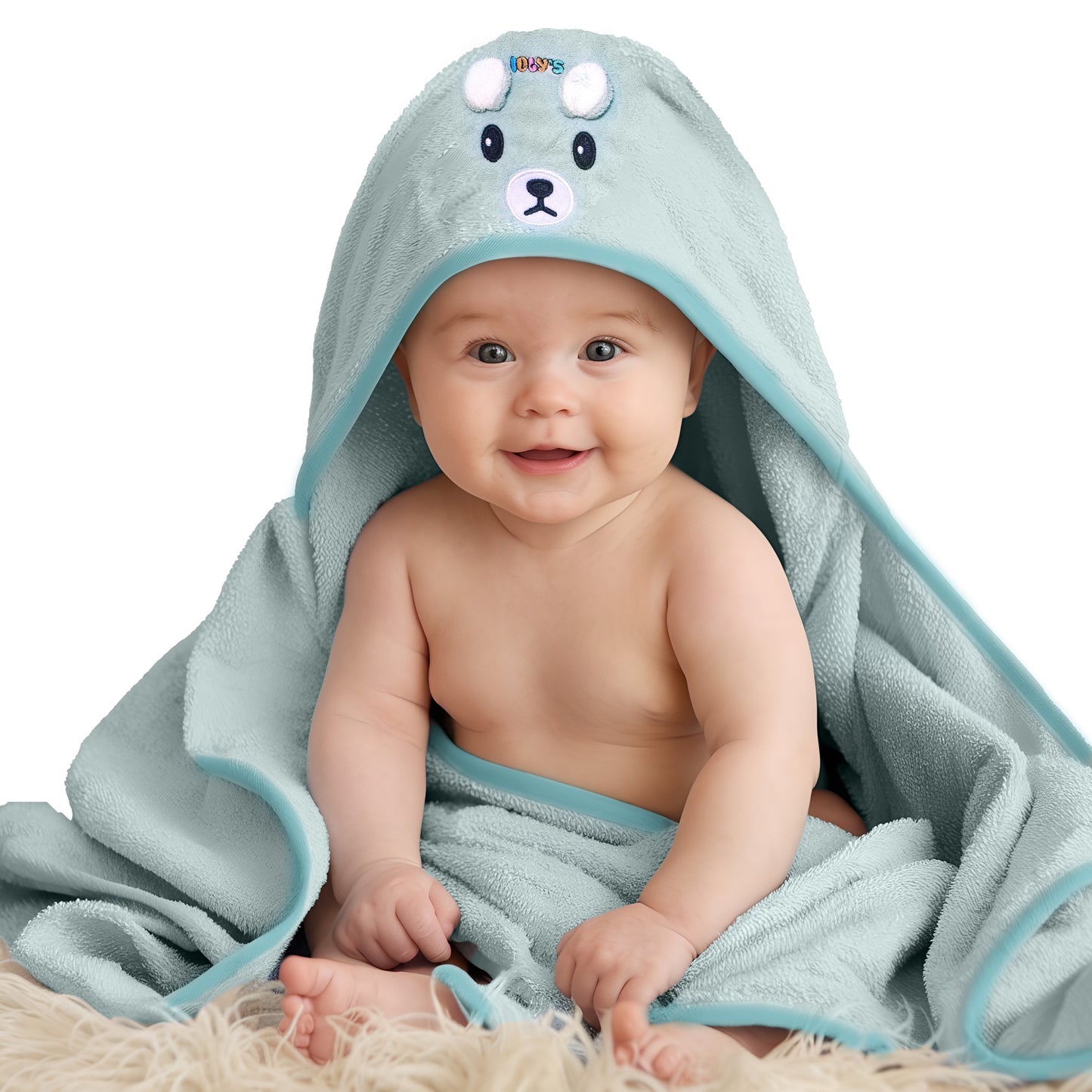 Hooded Baby Bath Towel (Green ) + Jafra Tender Moments Baby Cologne | Newborn Essentials Baby Shower Gift Set for Boy or Girl