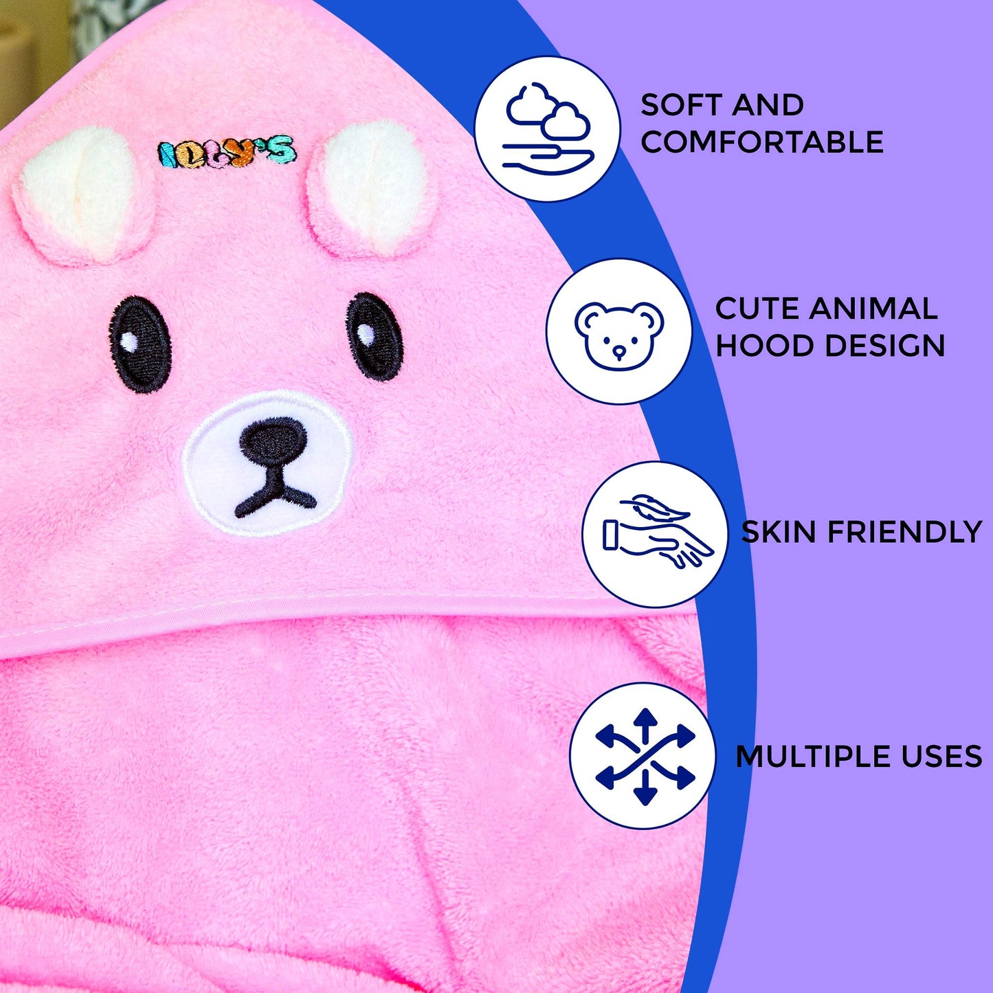 Ioly's Baby Hooded Towel ( White_Pink_Orange ) Pack 3