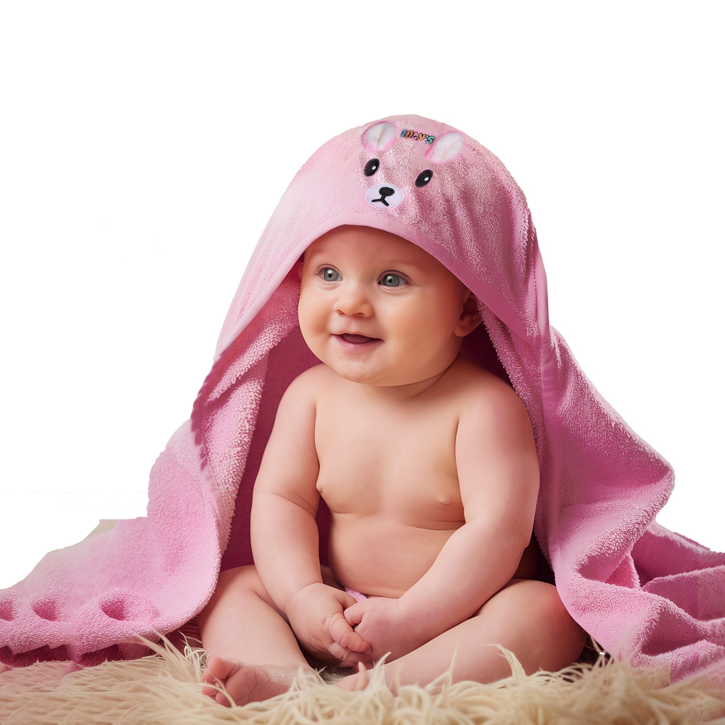Ioly's Baby Hooded Towel ( White_Pink_Orange ) Pack 3