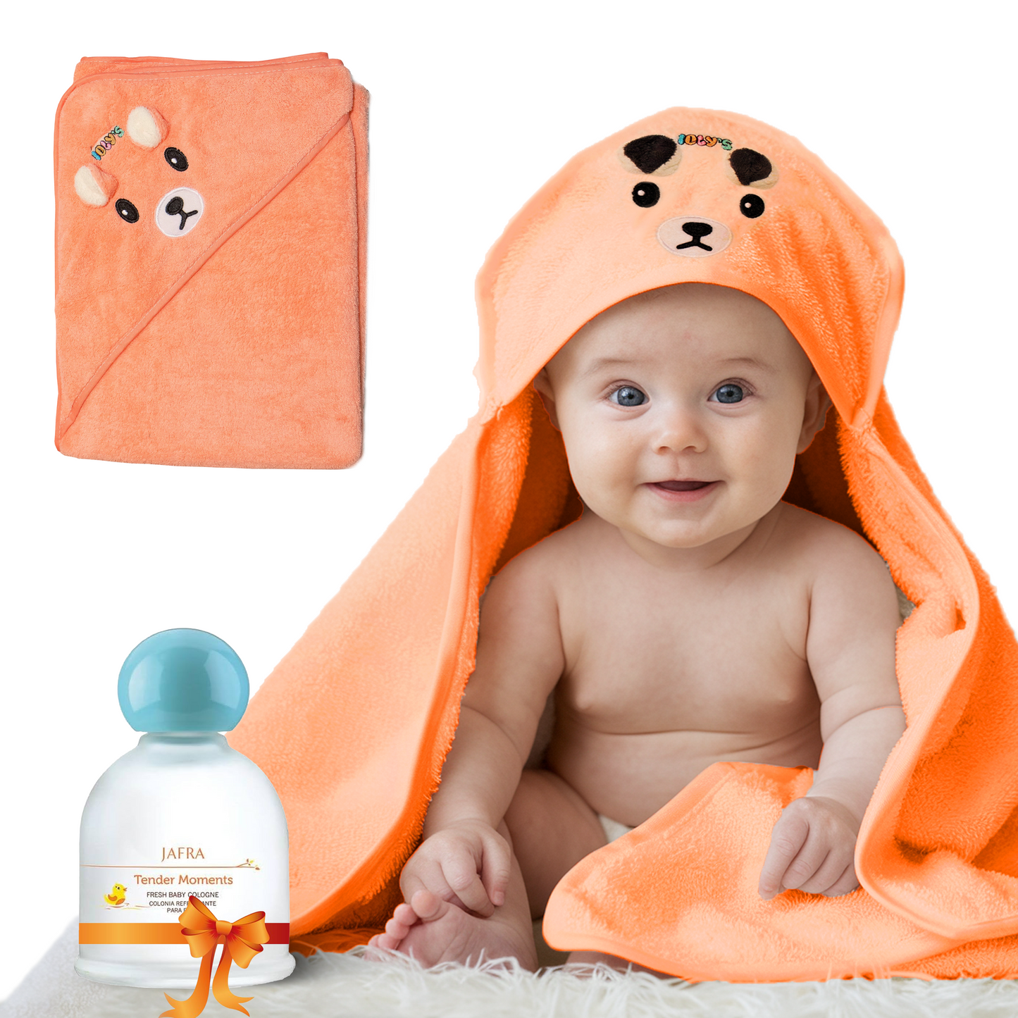 Ioly's Set Hooded Baby Towel with Jafra baby perfume Colonia para bebe Alcohol FREE